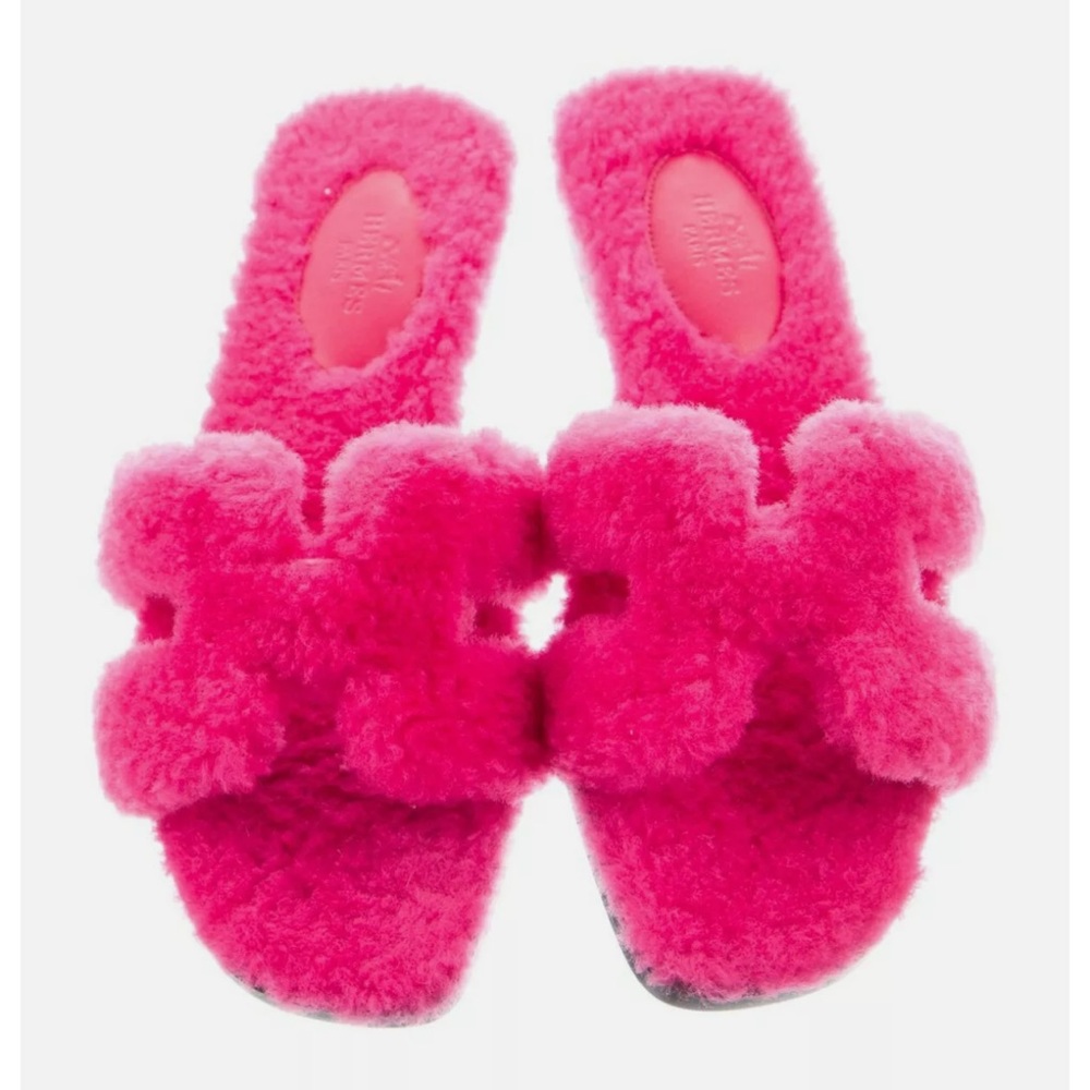 Hermes Oran Teddy Shearling sandals
